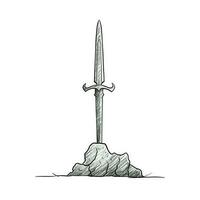 leyenda excalibur espada en el Roca ai generado foto