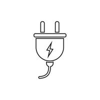 Plug vector icon in line style. Power wire cable flat illustration.