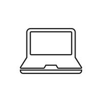 Computer notebook vector illustration in line style. Monitor flat icon.