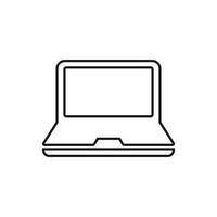 Computer notebook vector illustration in line style. Monitor flat icon.