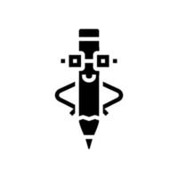 write pen character glyph icon vector illustration