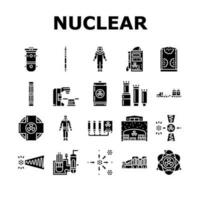 nuclear engineer energy power icons set vector