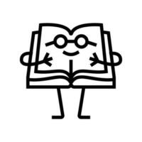 paper book character line icon vector illustration