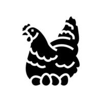 gallina huevo pollo granja comida glifo icono vector ilustración