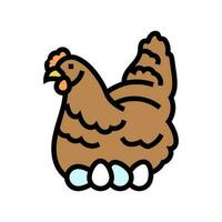 hen egg chicken farm food color icon vector illustration