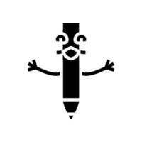 student pen character glyph icon vector illustration