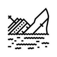 sinking ship sad mood line icon vector illustration