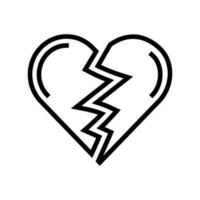 broken heart sad mood line icon vector illustration