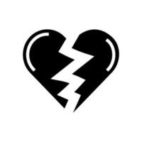 broken heart sad mood glyph icon vector illustration