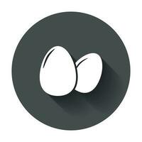 Egg Icon. Flat vector illustration with long shadow.