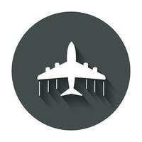 Airplane icon vector flat. Plane with long shadow.