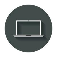 Laptop icon. Flat vector icon with long shadow.