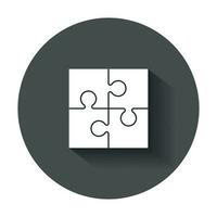 Puzzle icon flat illustration with long shadow. vector