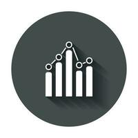 Business graph icon. Chart flat vector illustration with long shadow.