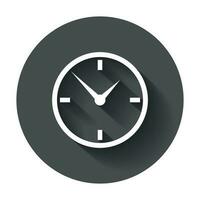 Clock icon, flat design. Vector illustration with long shadow.