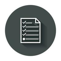 Checklist icon. Flat vector illustration with long shadow.