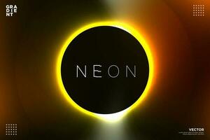 Bright Yellow Neon Ring Background. Glowing light flares with circle in center. Vector Illustration. EPS 10.