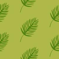 Palm leaf on green background, seamless pattern, vector. vector