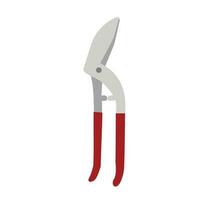 Garden secateur vector illustration. Blue pruning shears, garden hand pruners, pruning scissors, garden scissors. Gardening concept. Hand holding secateurs to cut twigs and branches.