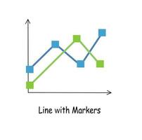Line chart clipart. Line graph flat vector isolated on white background. Data analysis, financial report, business analytics illustration. Infographic. Statistics graph. Line chart icon.