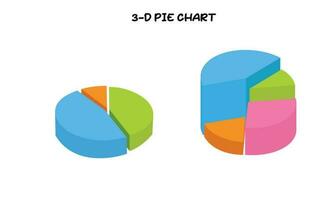 Pie chart clipart in 3D style. Pie graph flat vector isolated on white background. Data analysis, financial report, business analytics illustration. Infographic. Statistics graph. Pie chart set.