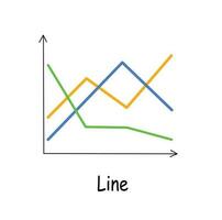 Line chart clipart. Line graph flat vector isolated on white background. Data analysis, financial report, business analytics illustration. Infographic. Statistics graph. Line chart icon.