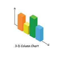 Column chart vector in 3d isometric style. Column graph vector isolated on white background. Data analysis, financial report, business analytics illustration. Infographic. Statistics graph.