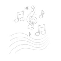 Music notes flat vector set isolated on black and white background. Song, melody or tune vector illustration. Music note icon for musical apps and websites. Music symbol. Music pentagram.