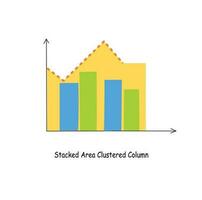 Combo chart vector in cartoon style. Combo graph flat vector isolated on white background. Data analysis, financial report, business analytics illustration. Infographic. Statistics graph.