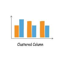 Column chart vector in cartoon style. Column graph flat vector isolated on white background. Data analysis, financial report, business analytics illustration. Infographic. Statistics graph.