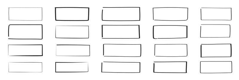 Set of hand drawn rectangle. Text box and frames. Vector illustration.