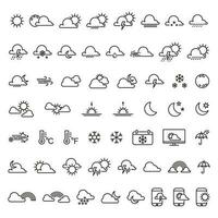 Weather forecast, outline web icon set, vector line icons collection. Expanded stroke.