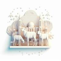 Eid Al Adha theme white color 3d design illustration photo