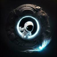 small robot with black hole illustration design photo