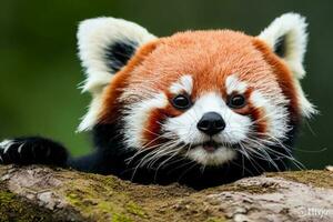 cute red panda in the nature illustration design photo