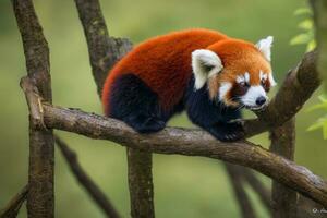 red panda cubs in the nature illustration design photo