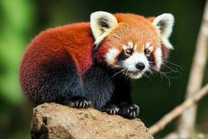 cute red panda on branch illustration design photo