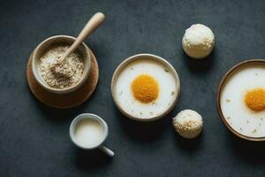cereales con huevo modelo comida antecedentes foto