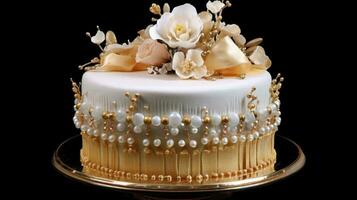 luxury birthday cake 3d design on black background photo