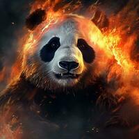 panda with fire illustration 3d design photo