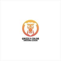 grizzly head logo design gradient color vector