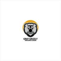 grizzly angry logo gaming esport design vector