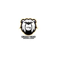 grizzly head logo design gaming mascot vector