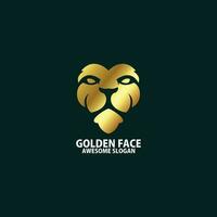 golden face lion logo design vector