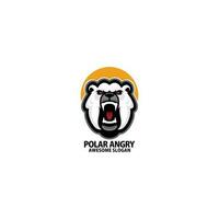 polar oso enojado logo juego de azar mascota diseño vector