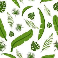 seamless pattern with green tropical leaves photo