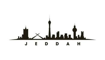JEDDAH skyline and landmarks silhouette vector