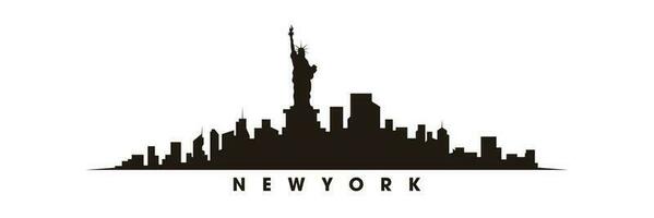 New York skyline and landmarks silhouette vector