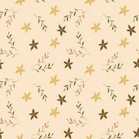 Seamless pattern, small flowers and scattered leaves. Floral rustic background vector