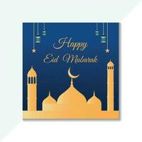 eid mubarak beautiful social media banner or post  with islamic decoration template design vector